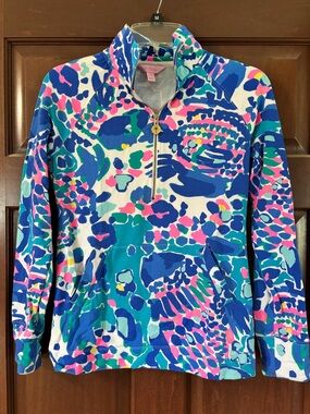 Lilly Pulitzer half zip pullover size xxs
Blue turquoise pink